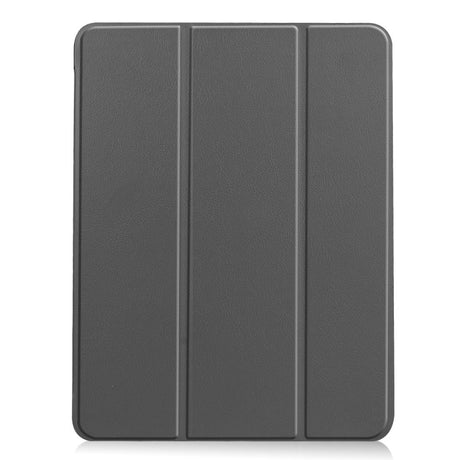 EIDERWOOD iPad Air 11" (2024) Litchi Tri-fold Läder Fodral med Apple Pencil Hållare - Grå