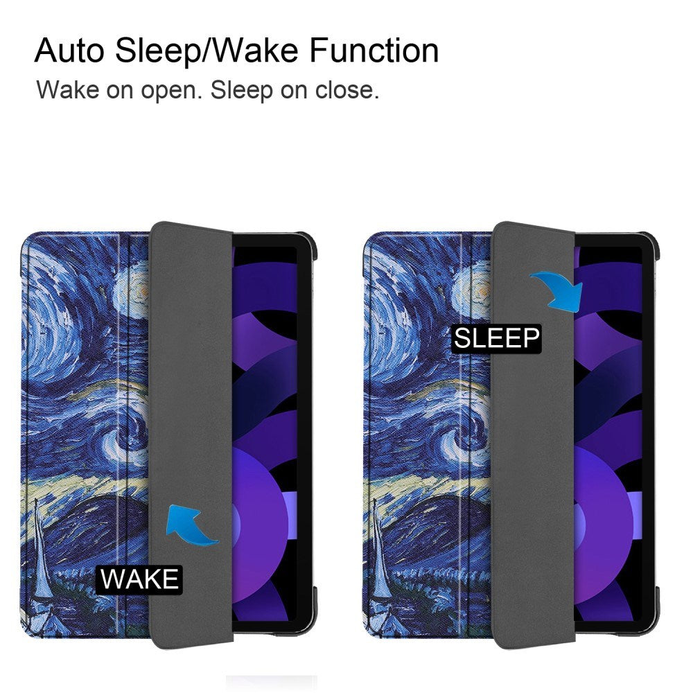 EIDERWOOD iPad Air 11" (2025 / 2024) Tri-Fold Konstläder Fodral m. Vakna / Sömn Funktion - Målning