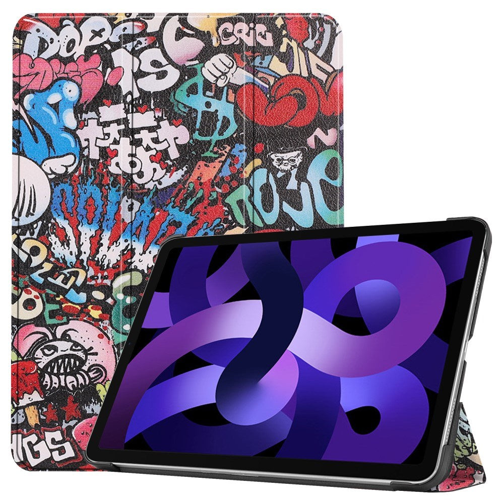 EIDERWOOD iPad Air 11" (2024) Tri-Fold Konstläder Fodral m. Vakna / Sömn Funktion - Graffiti