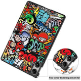 EDIERWOOD Xiaomi Redmi Pad Pro Tri-Fold Konstläder Fodral med Sleep-Wake Funktion - Graffiti