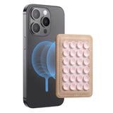 Silikon Sugkopp Mobilhållare med Konstläder – MagSafe Kompatibel – Rosa