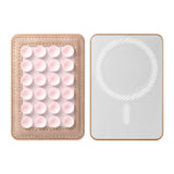 Silikon Sugkopp Mobilhållare med Konstläder – MagSafe Kompatibel – Rosa