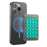 Silikon Sugkopp Mobilhållare med Konstläder – MagSafe Kompatibel – Grön