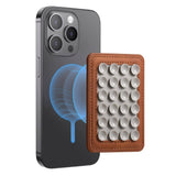 Silikon Sugkopp Mobilhållare med Konstläder – MagSafe Kompatibel – Brun / Vit