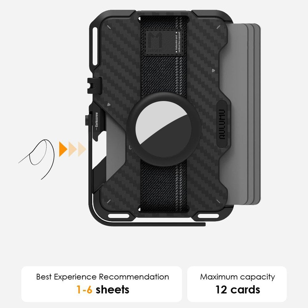 AULUMU Multifunktionell Korthållare - MagSafe Kompatibel - Svart Carbon
