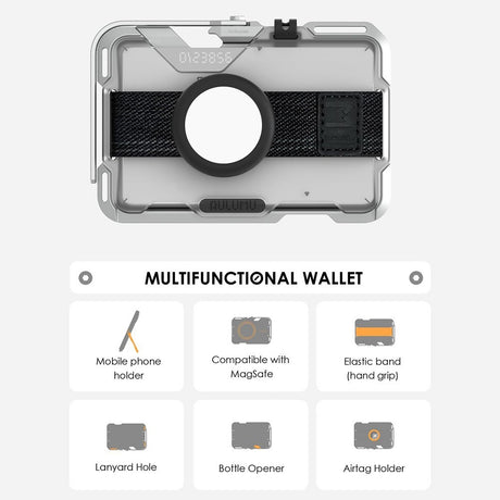 AULUMU Multifunktionell Korthållare - MagSafe Kompatibel - Vit / Silver