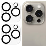 iPhone 16 Pro/16 Pro Max Kameralinsskydd Härdat Glas 2-pack - Genomskinlig / Svart