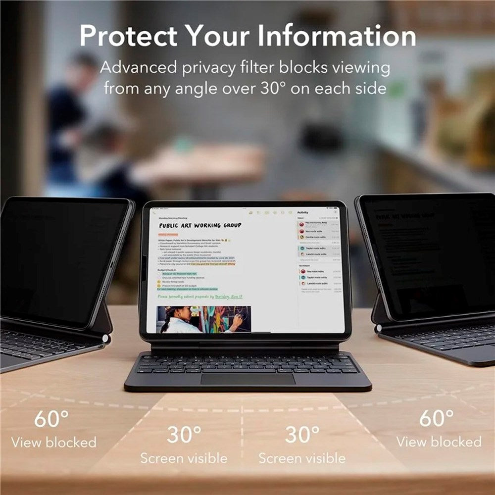 ESR iPad Pro 11 (2024) Magnetisk Skärmskydd - Privacy - Svart / Transparent