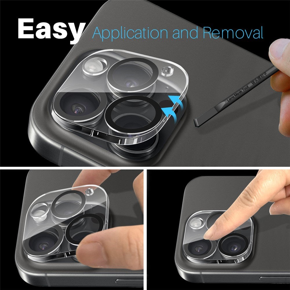 NORTHJO iPhone 16 Pro / 16 Pro Max Härdat Kameralinsglas - Genomskinlig / Svart Kant