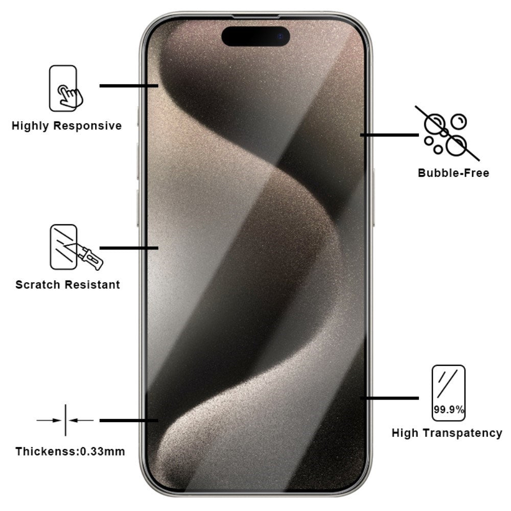 iPhone 16 Pro Skärmskydd 2.5D Härdat Glas - Case Friendly - Genomskinlig