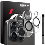 NORTHJO iPhone 16 Pro / 16 Pro Max Härdat Kameralinsglas - 2 st. - Genomskinlig / Svart Kant