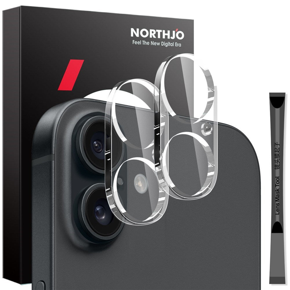 NORTHJO iPhone 16 / 16 Plus Härdat Kameralinsglas - 2 st. - Genomskinlig