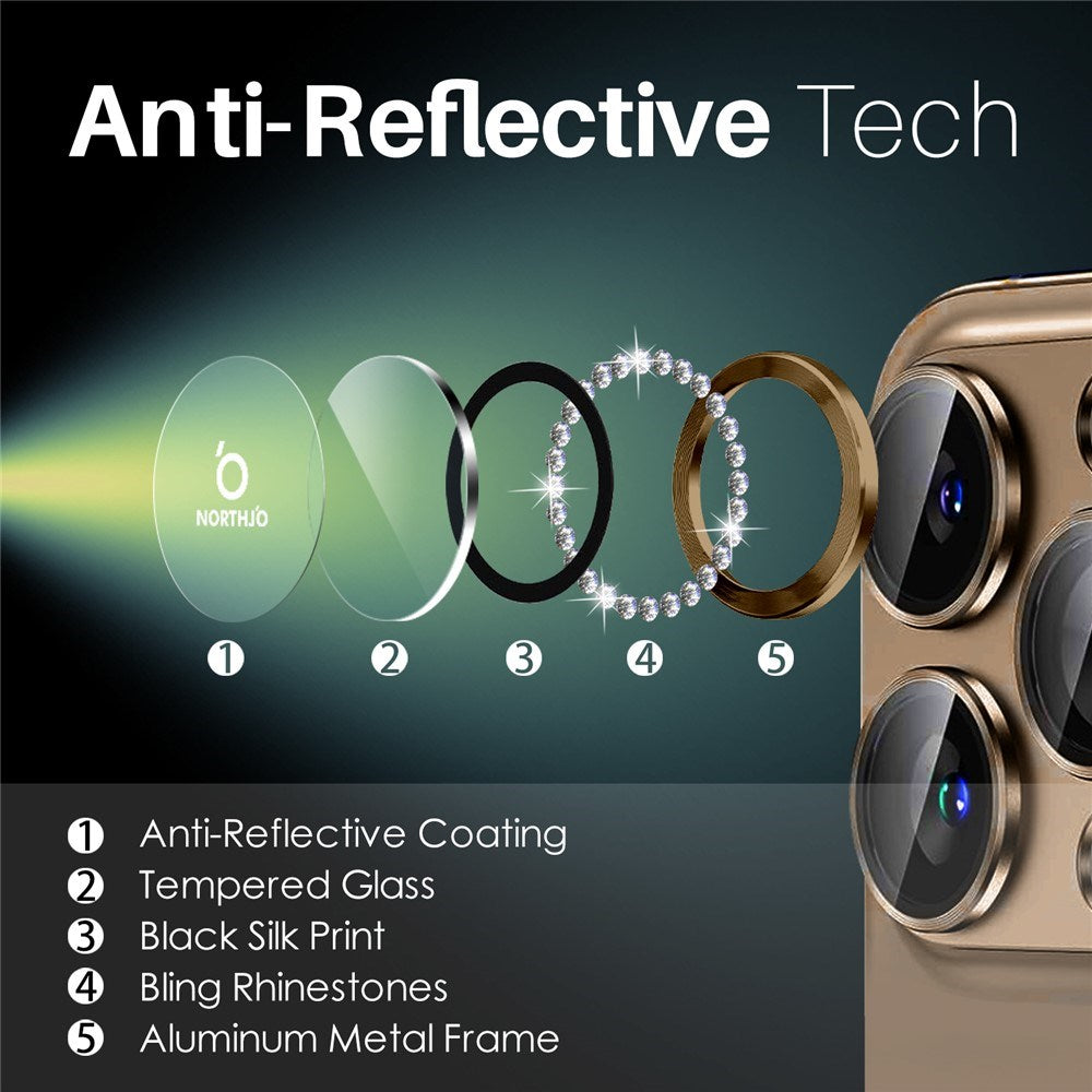 NORTHJO iPhone 16 Pro / 16 Pro Max Kameralinsskydd - Strassstenar - Brun