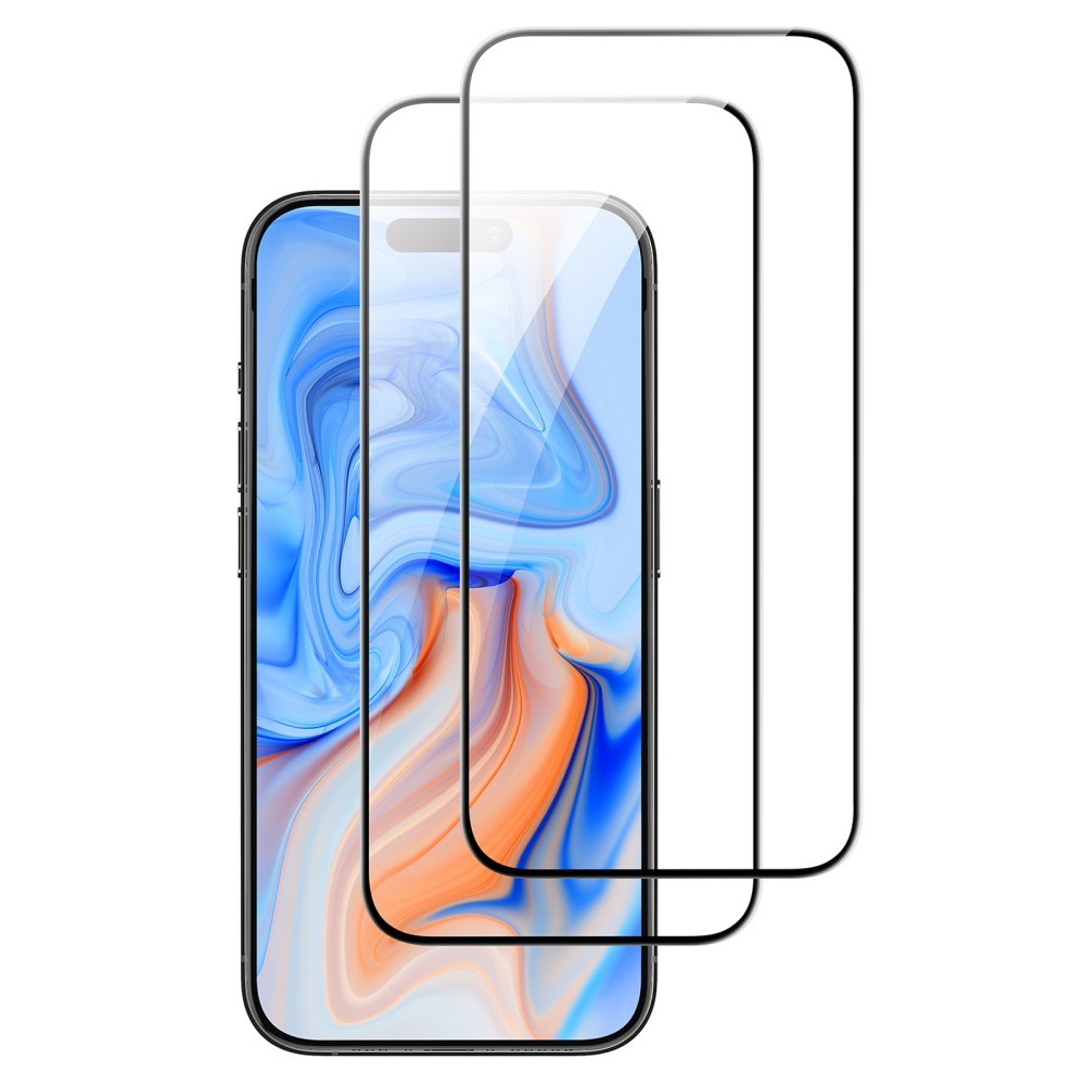 iPhone 16 Pro ESR Skärmskydd Härdat glas med Monteringsram - 2-pack - Svart Kant