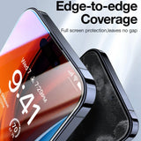 TORRAS iPhone 16 Full Fit Skärmskydd m. Installationsram - Privacy Funktion - Genomskinlig