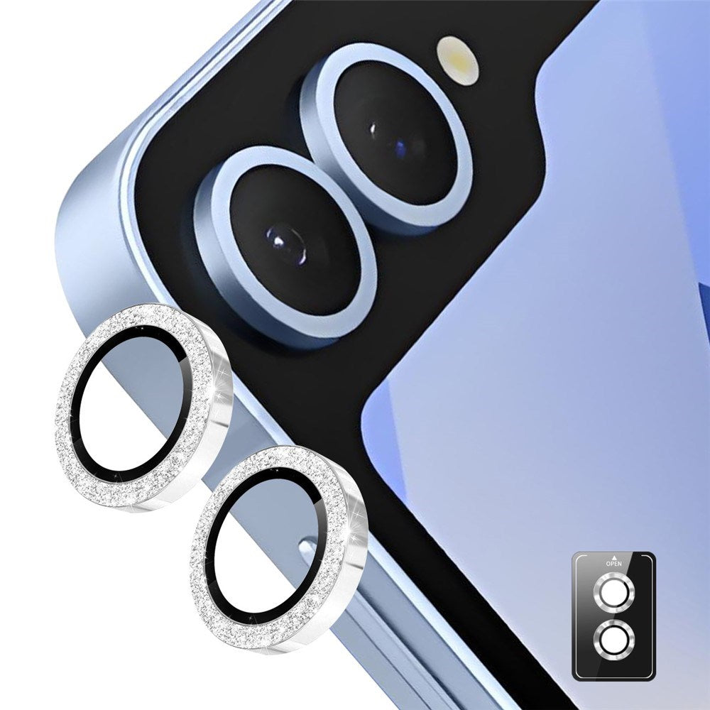 ENKAY Samsung Galaxy Z Flip7 Glitter Kameralinsskydd - Silver