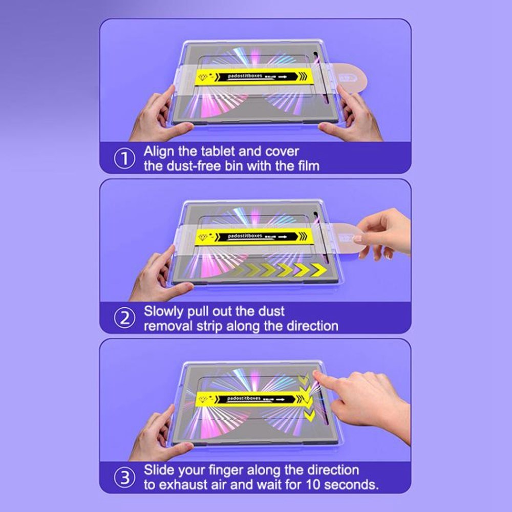 Samsung Galaxy Tab S11 / S10 Lite / S10 FE / S9 FE / S9 / S8 / S7 Skärmskyddsglas med Monteringsram - Genomskinlig