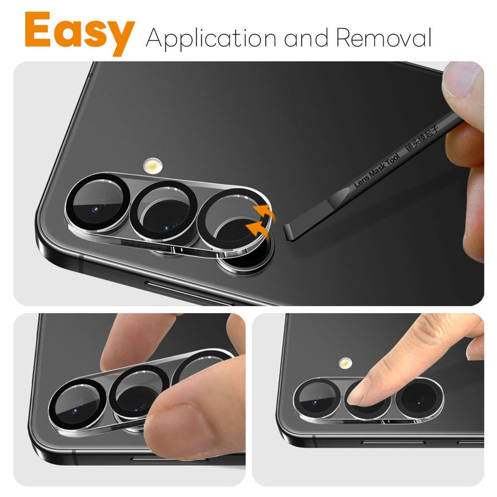 NORTHJO Samsung Galaxy S25 FE Härdat Kameralinsglas - Genomskinlig / Svart