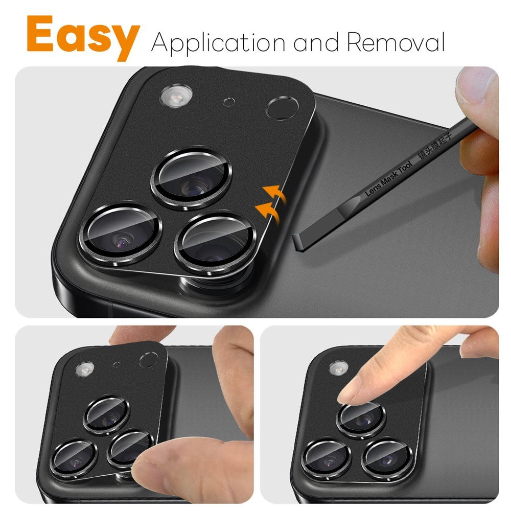 NORTHJO iPhone 17 Pro Kameralinsskydd - Matt Metall & Glas - Svart