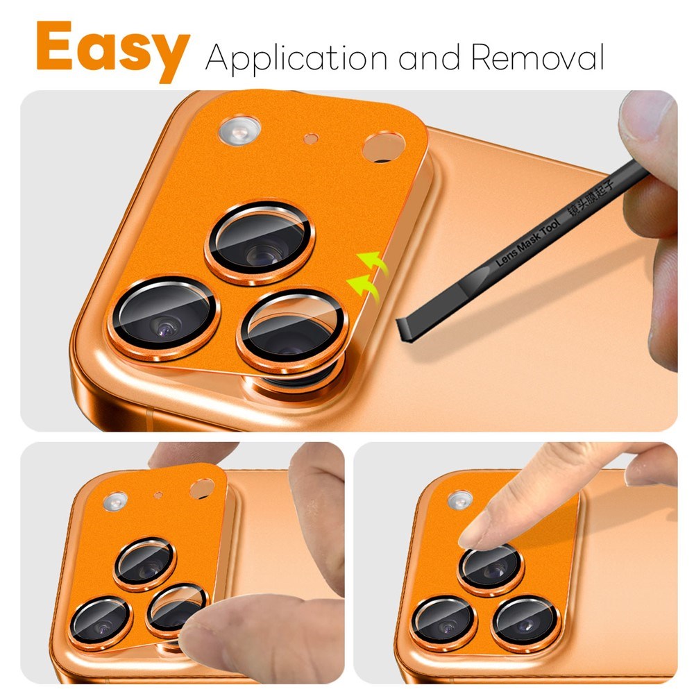 NORTHJO iPhone 17 Pro Max Kameralinsskydd - Matt Metall & Glas - Orange