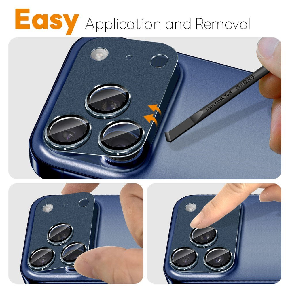 NORTHJO iPhone 17 Pro Max Kameralinsskydd - Matt Metall & Glas - Blå