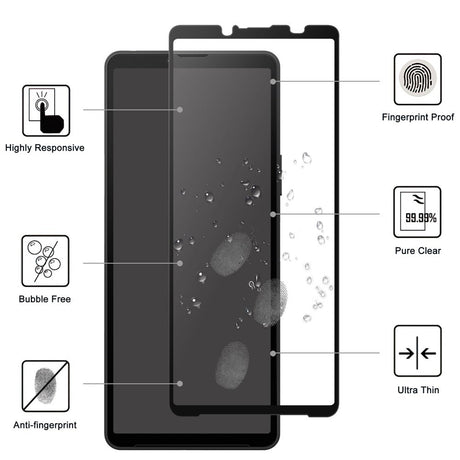 Sony Xperia 10 VIII / 10 VII Härdat Glas Skärmskydd  - Transparent / Svart Kant