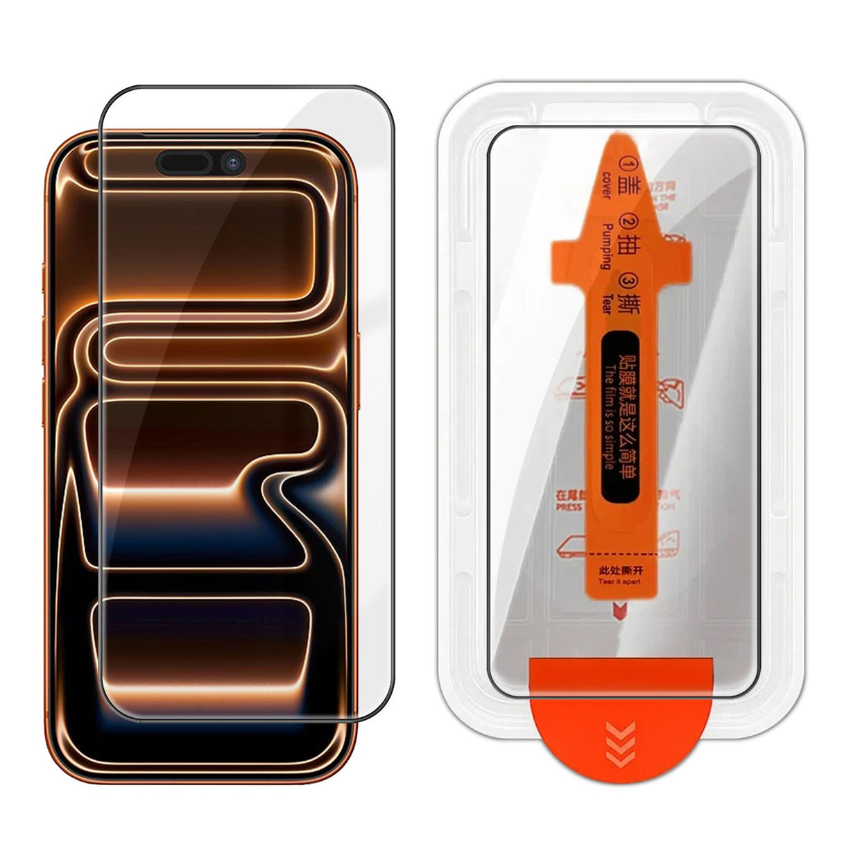 iPhone 18 Pro / 17 Pro Härdat Skärmskyddsglas m. Monteringsram - Genomskinlig