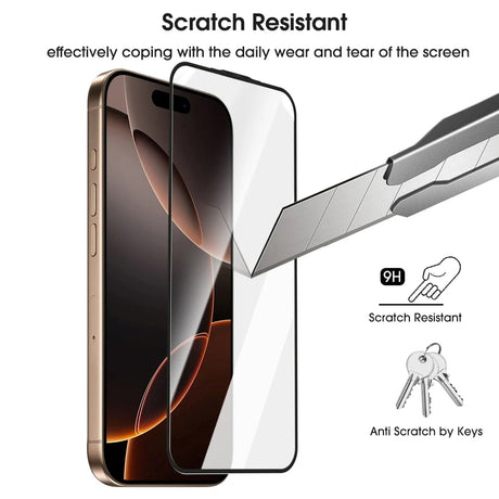 iPhone 18 Pro / 17 Pro Härdat Skärmskyddsglas m. Monteringsram - Genomskinlig
