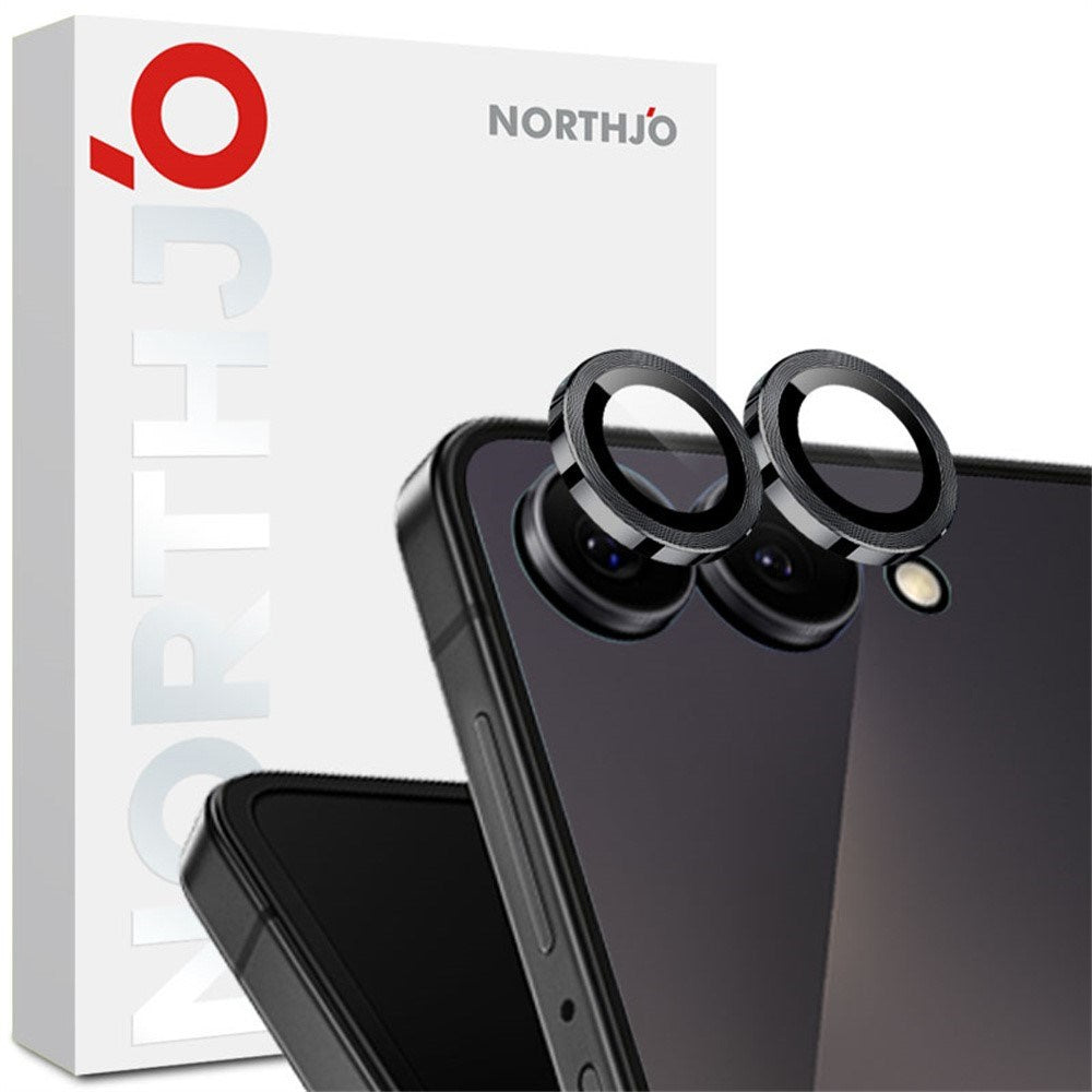 Samsung Galaxy Z Flip8 NORTHJO Kameralinsskydd - Metall & Glas - Svart