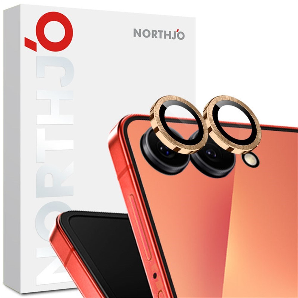 Samsung Galaxy Z Flip8 NORTHJO Kameralinsskydd - Metall & Glas - Guld