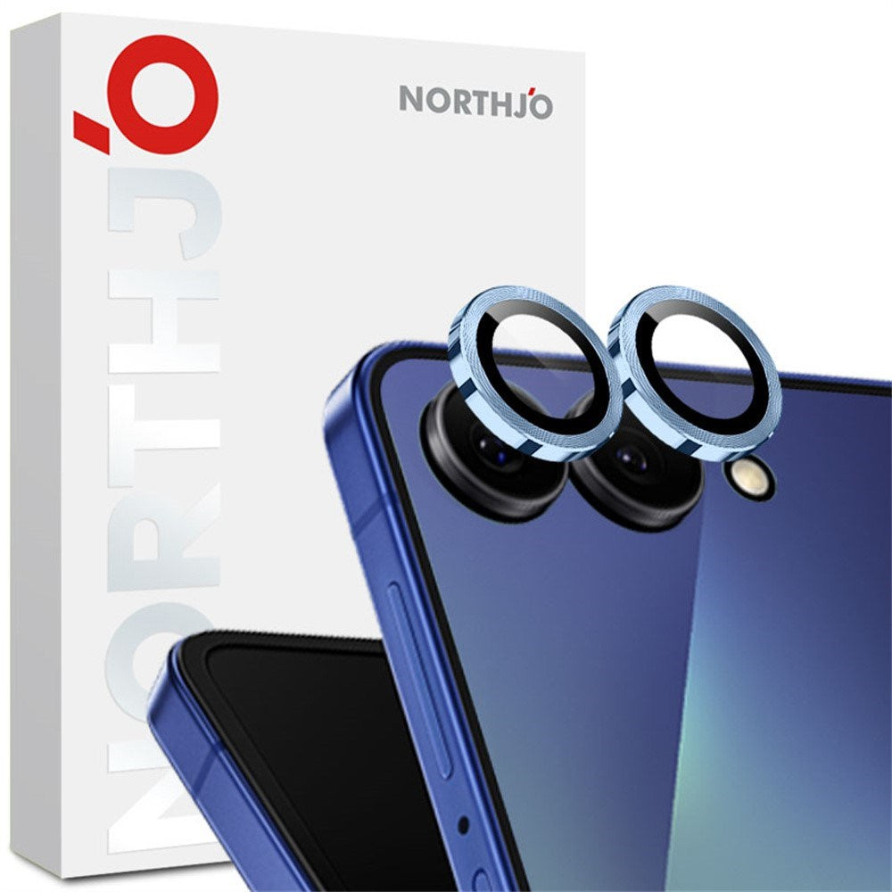 Samsung Galaxy Z Flip8 NORTHJO Kameralinsskydd - Metall & Glas - Blå