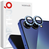 Samsung Galaxy Z Flip8 NORTHJO Kameralinsskydd - Metall & Glas - Blå