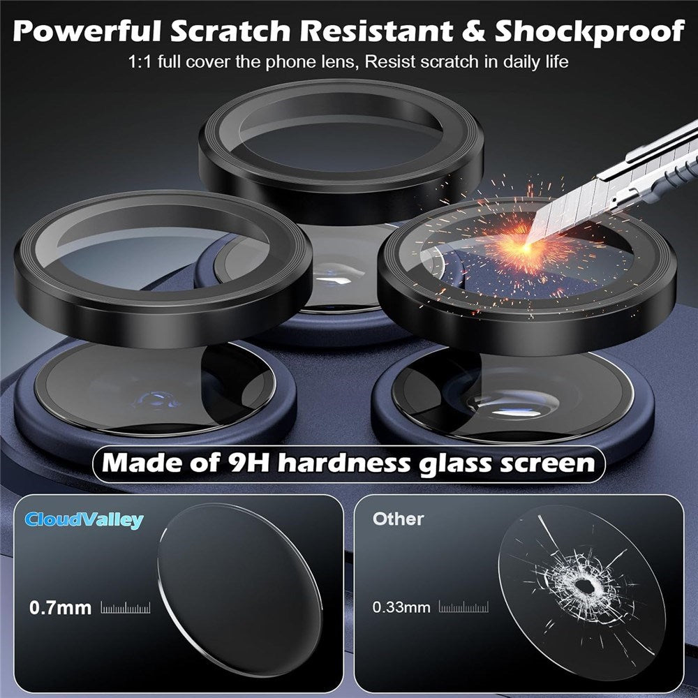 iPhone 18 Pro Kameralinsskydd - Metall & Glas - Svart