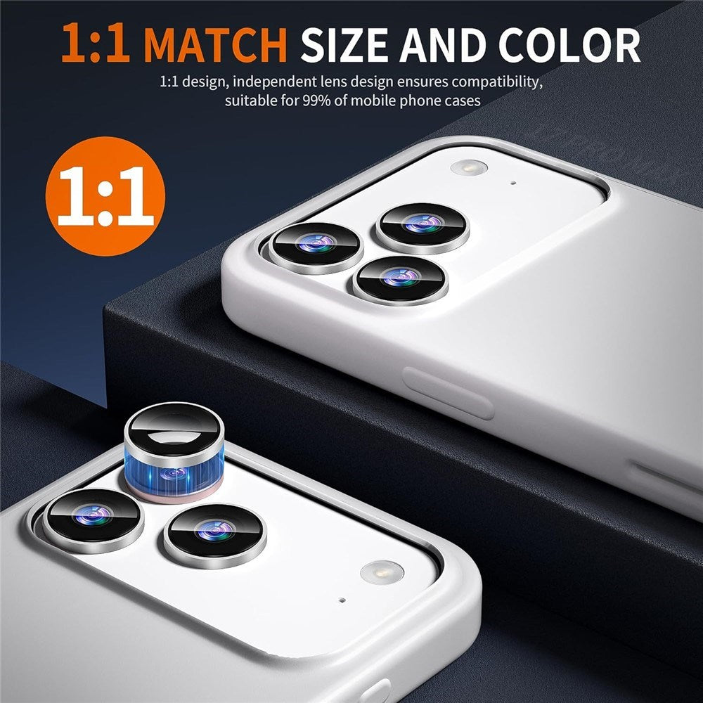 iPhone 18 Pro Kameralinsskydd - Metall & Glas - Silver