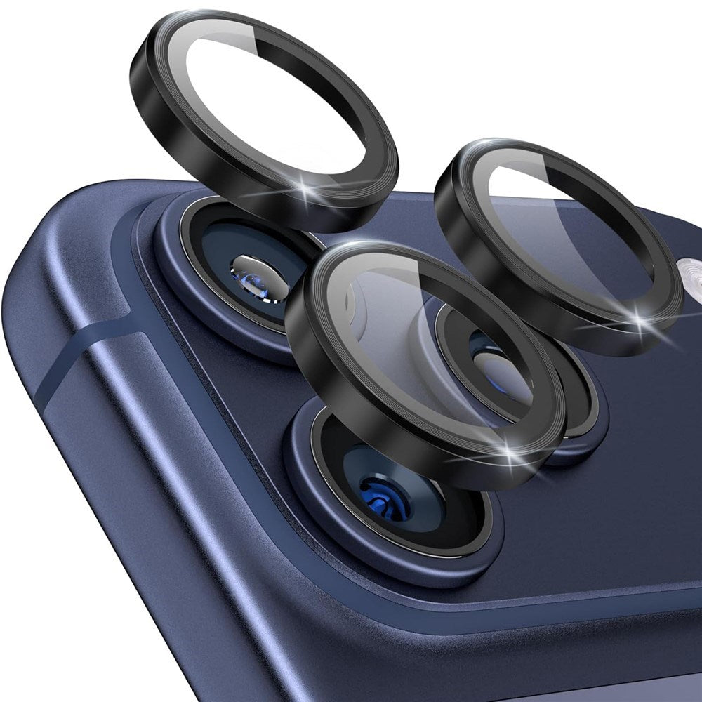 iPhone 18 Pro Max Kameralinsskydd - Metall & Glas - Svart