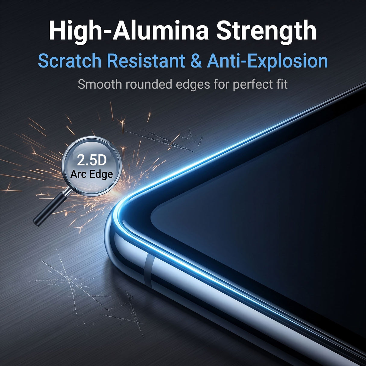 iPhone Fold Skärmskydd i Aluminium-Silicium Glas - Privacy Funktion - Genomskinlig / Svart Kant