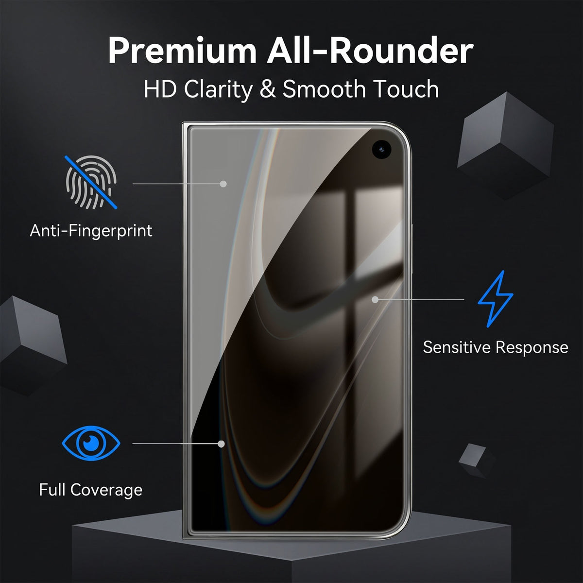 iPhone Fold Skärmskydd i Aluminium-Silicium Glas - Privacy Funktion - Genomskinlig / Svart Kant