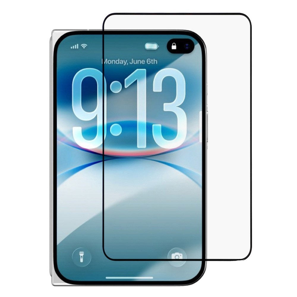iPhone Fold Härdat Glas Skärmskydd - Genomskinlig / Svart Kant