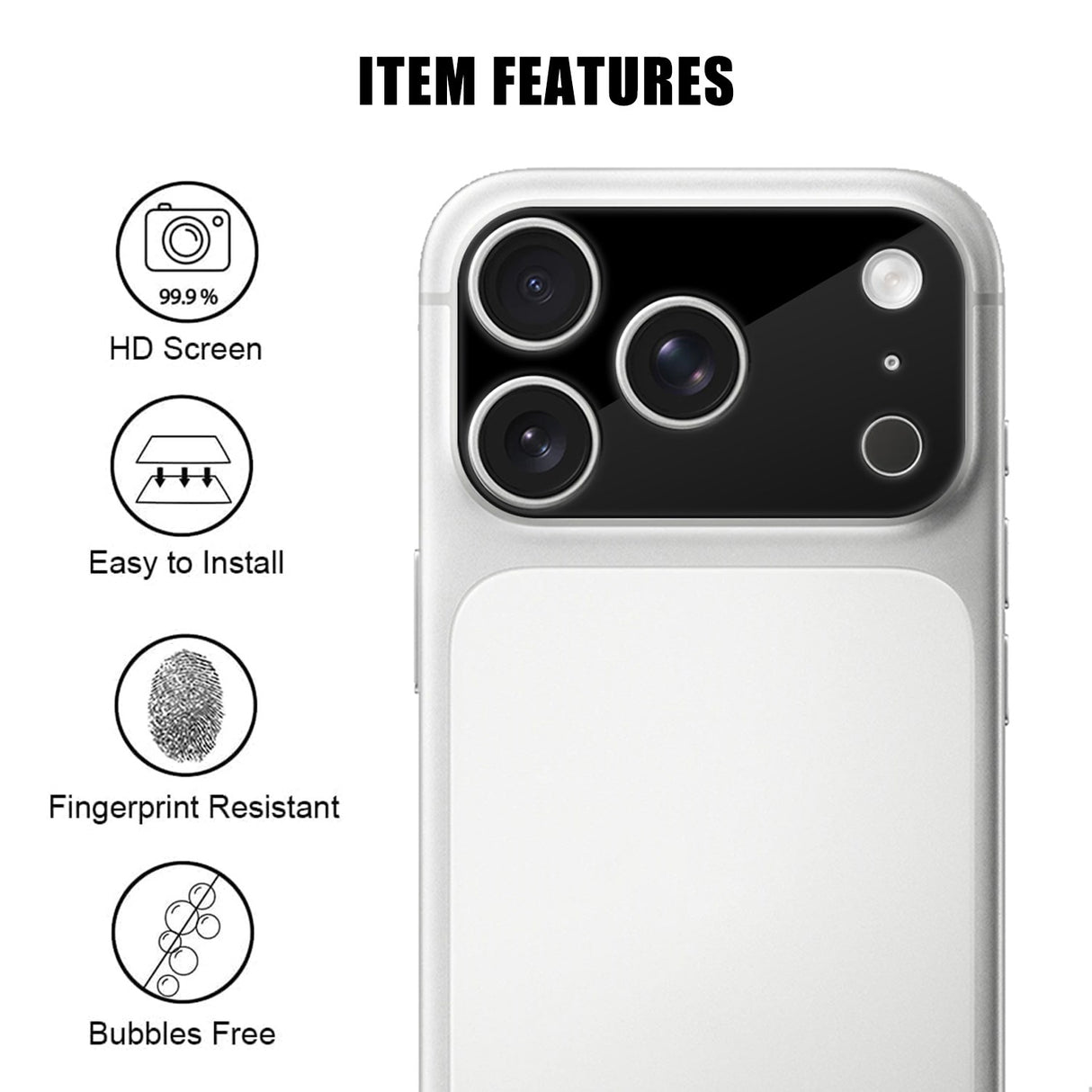 iPhone 18 Pro Härdat Kameralins Skyddande Glas - Svart
