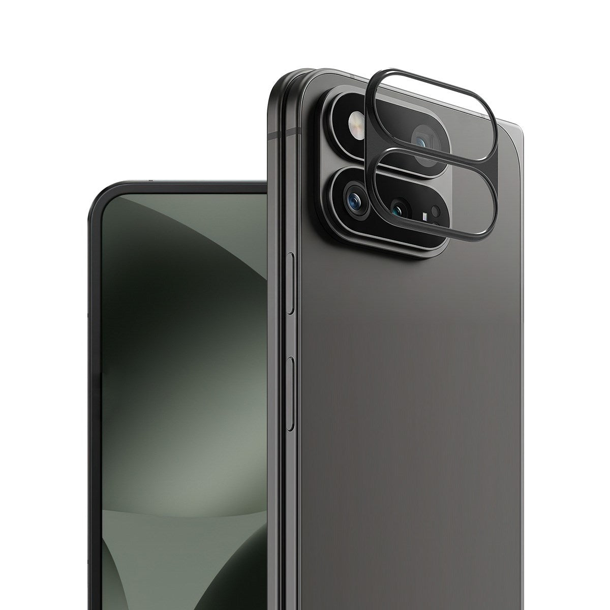 Google Pixel 11 Pro Fold IMAK Kameraskyddsglas med Metallkant - Genomskinlig / Svart Kant