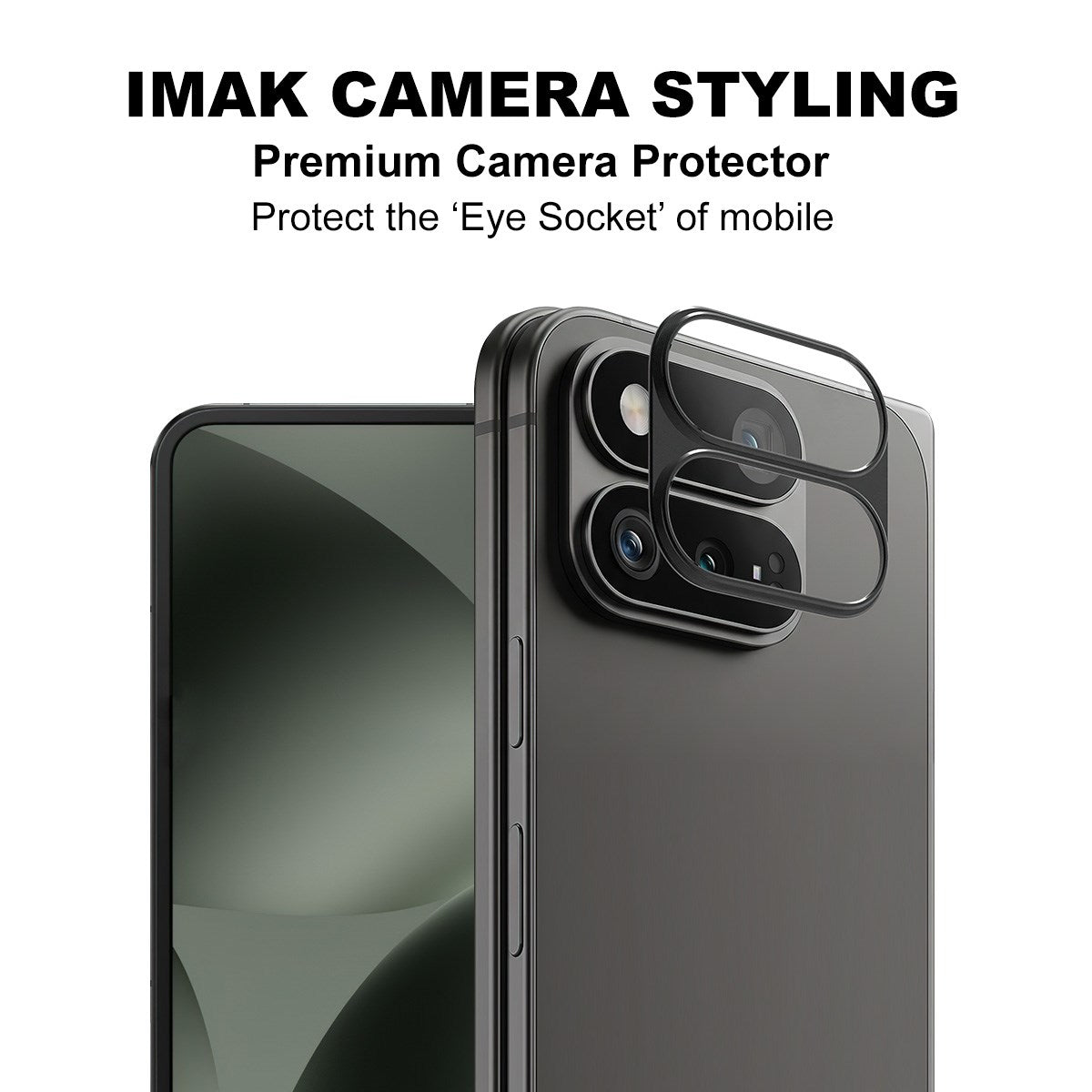 Google Pixel 11 Pro Fold IMAK Kameraskyddsglas med Metallkant - Genomskinlig / Svart Kant