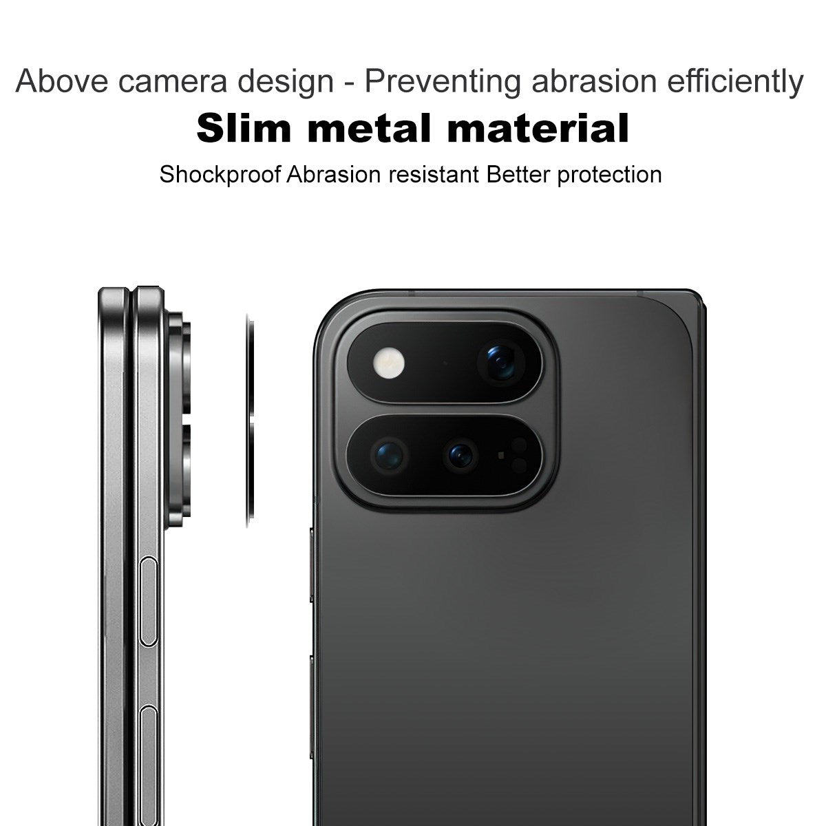 Google Pixel 11 Pro Fold IMAK Kameraskyddsglas med Metallkant - Genomskinlig / Svart Kant