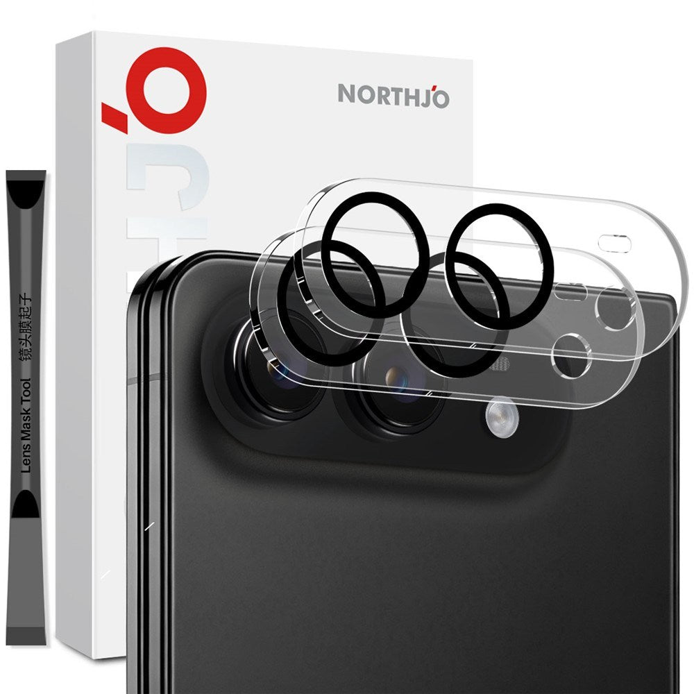 iPhone Fold NORTHJO Härdat Kameralinsglas - 2 St. - Genomskinlig / Svart