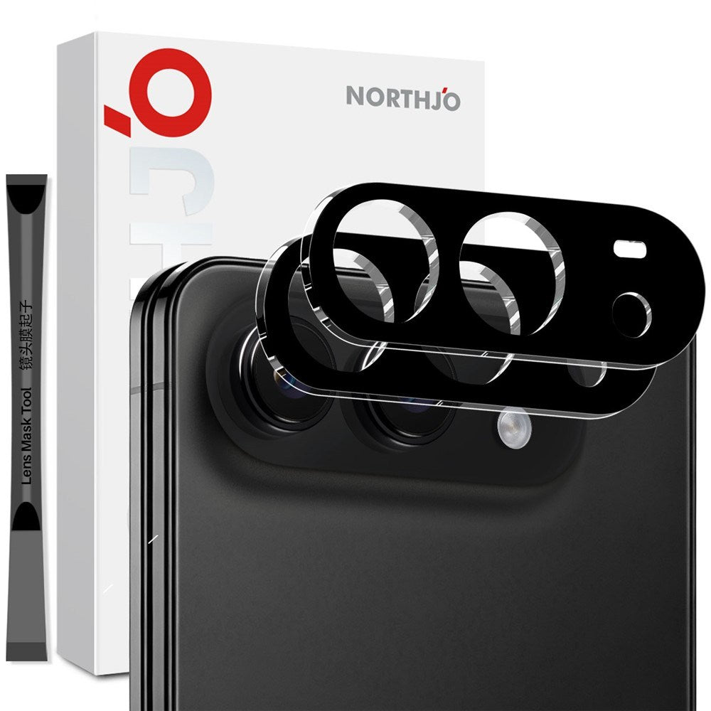 iPhone Fold NORTHJO Härdat Kameralinsglas - 2 st. - Svart