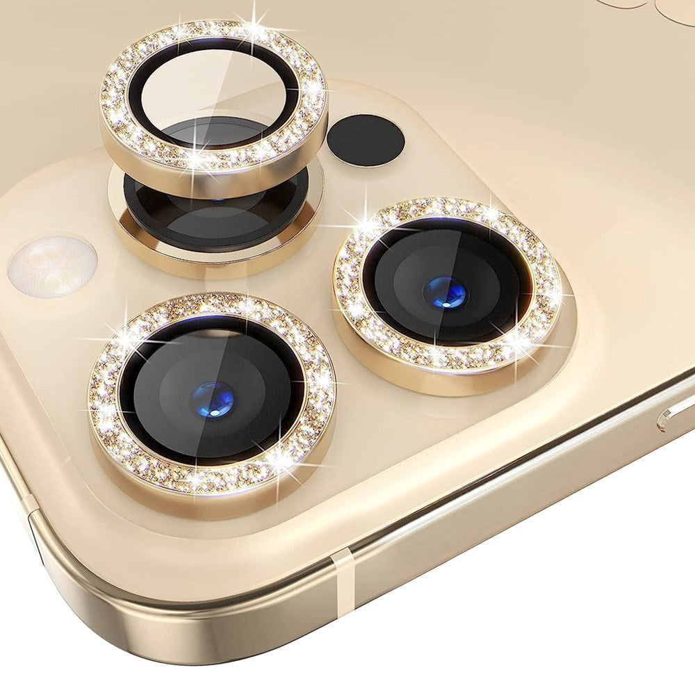 iPhone 13 Pro / 13 Pro Max Kameraskydd med Rhinsten - Guld