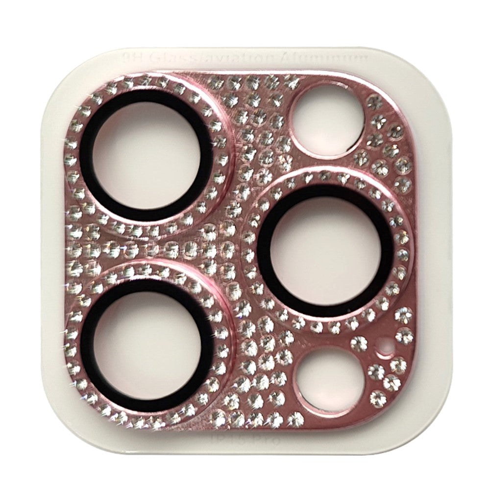 iPhone 15 Pro / 15 Pro Max Kameralinsskydd med Rhinestone - Rosa