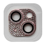 iPhone 15 / 15 Plus Kameralinsskydd med Rhinestone - Pink