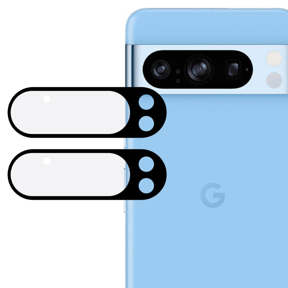 Google Pixel 9 / 9 Pro Kameralinsskydd Härdat Glas - 2 st. - Svart Kant