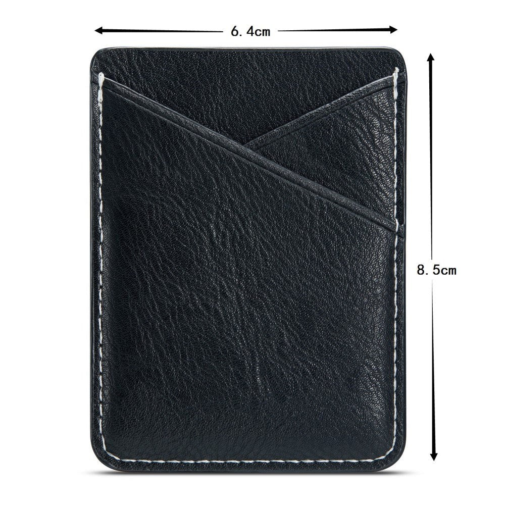 Läder Back Card Holder Stick-on - Svart