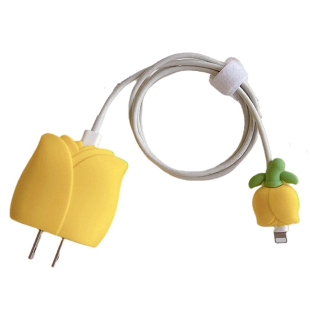 Silikonskydd för Apple 18W / 20W Laddare - Tulipan - Gul